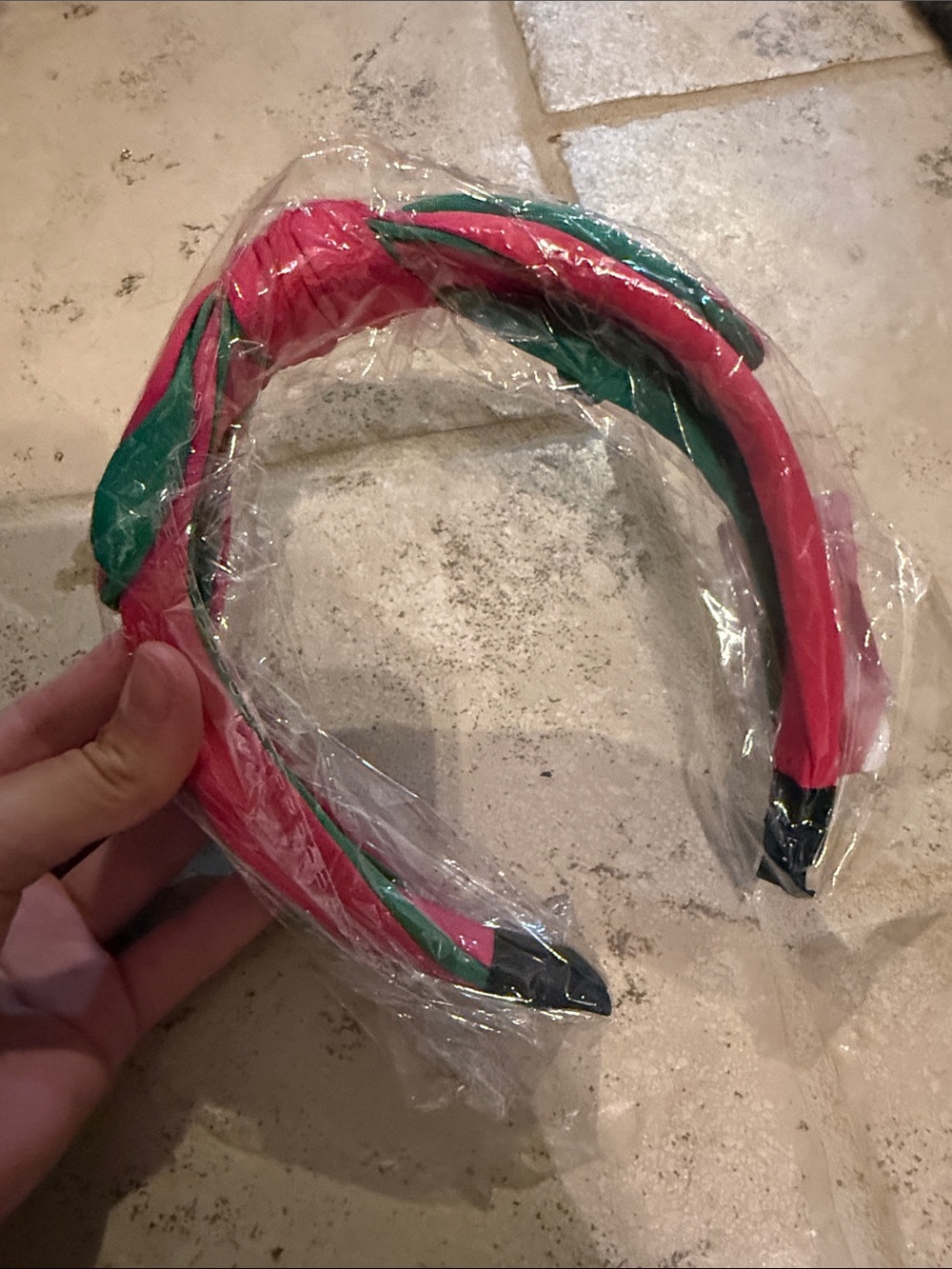 Amazon Pink and Green Twisted Fabric Headband